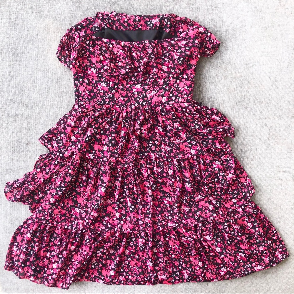 WHBM ditzy print floral pink strapless ruffle dres - Picture 6 of 7